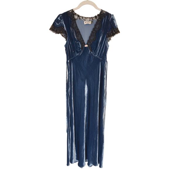 Rixo Velvet Clarice Midi Dress Steel Blue Size 4 - Picture 4 of 6